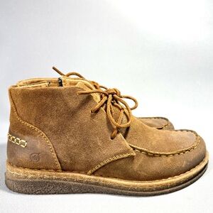BORN Analia Clay Tan Distressed Suede Leather Ankle Boots